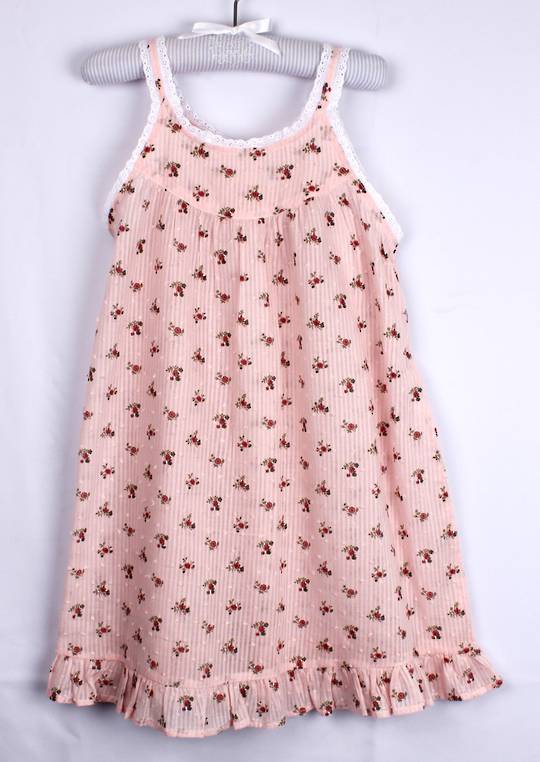 Alice & Lily girls printed cotton nightie w roses, embroid trim, swiss dots   STYLE: AL/ND-388RAB